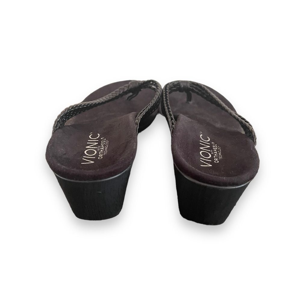 Vionic Black Braided Wedge Sandals - Picture 3 of 7